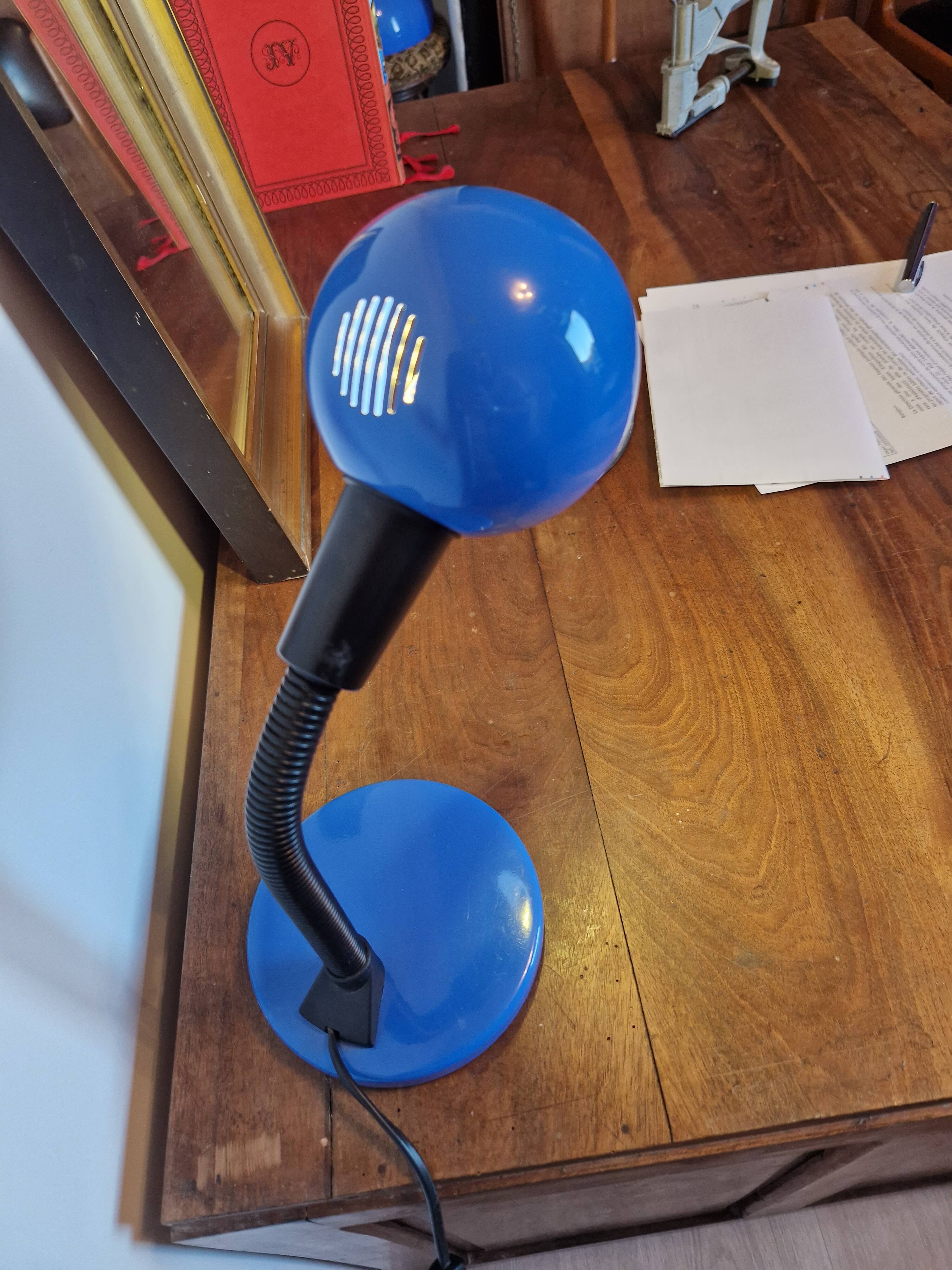 Brilliant German desk lamp — vintage style, electric blue