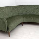 Mid-Century Modern Italian Damask Velvet Corner Sofa, 1950s