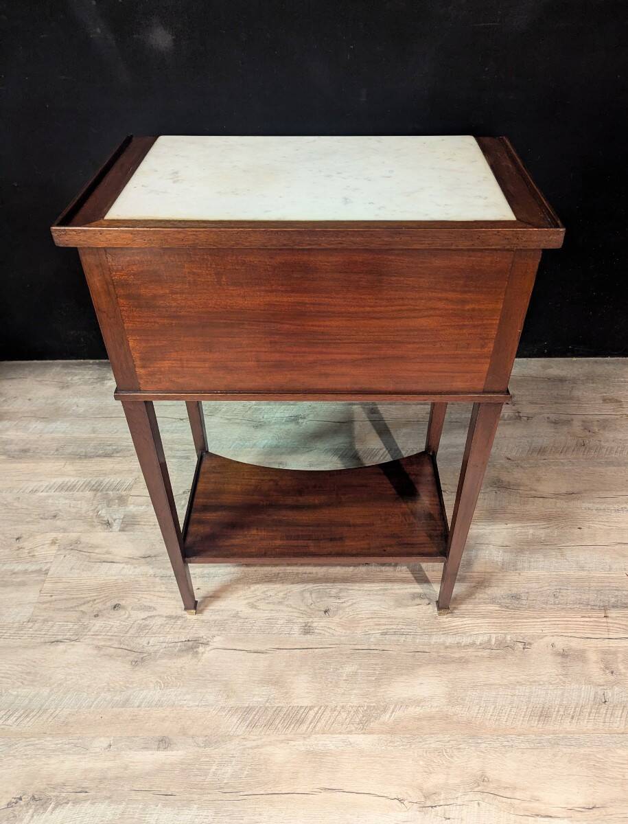Pair of Louis XVI style mahogany bedside tables