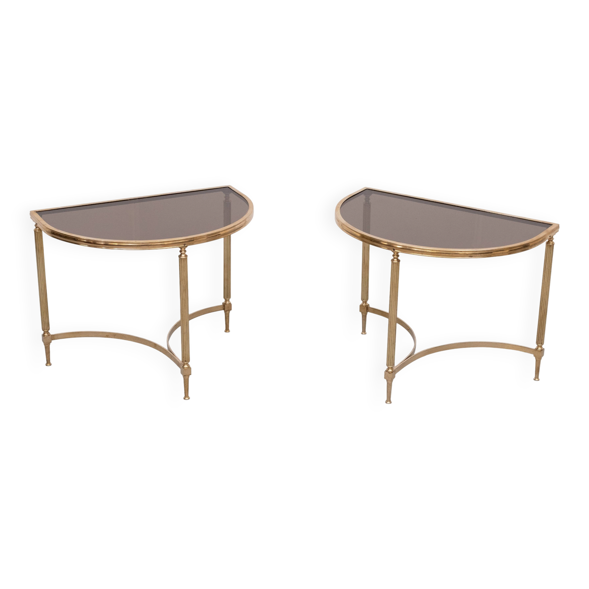 pair Maison Jansen Brass Demi-Lune Tables france 1970s