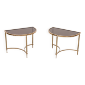 pair Maison Jansen Brass Demi-Lune Tables france 1970s