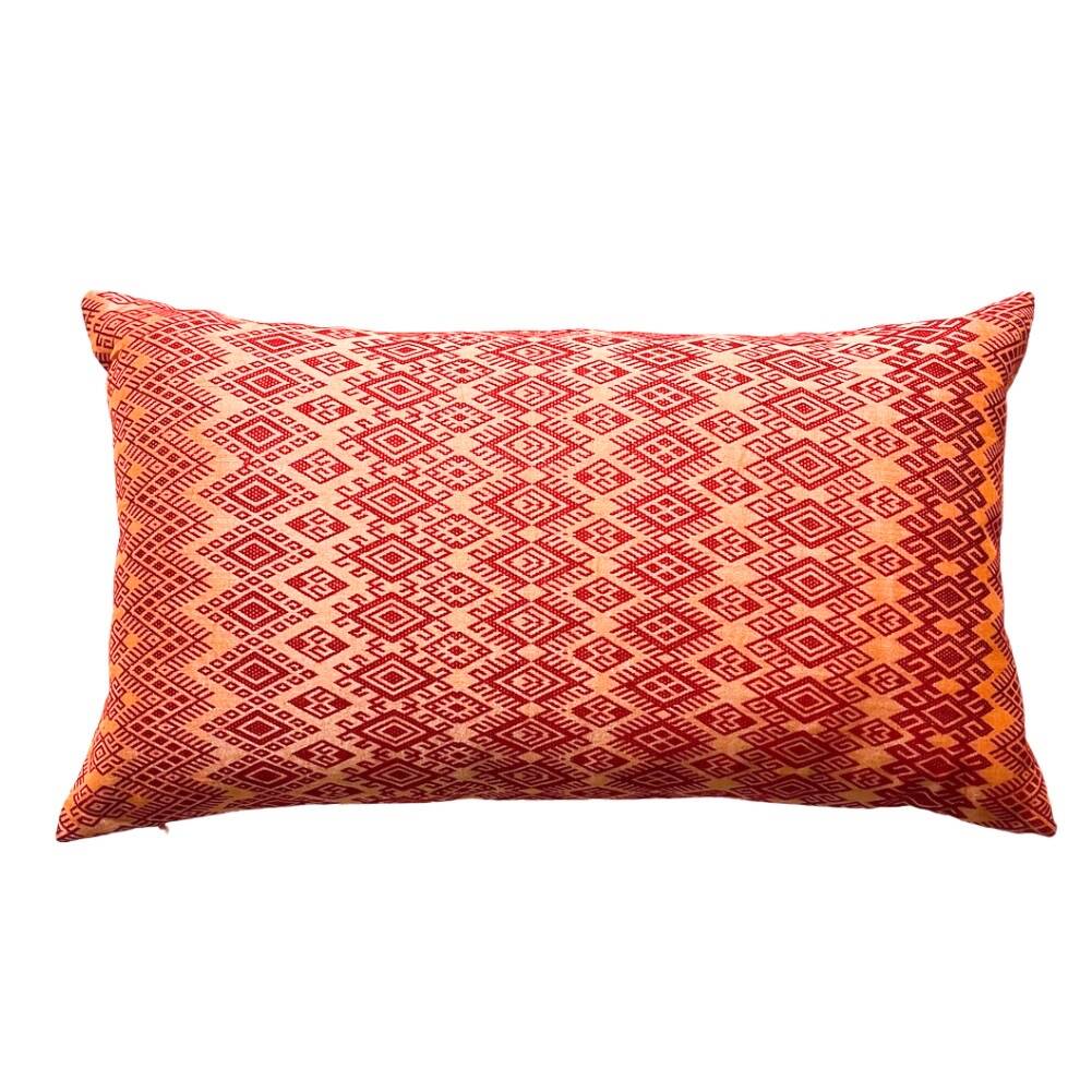 Orange red Kachin cushion