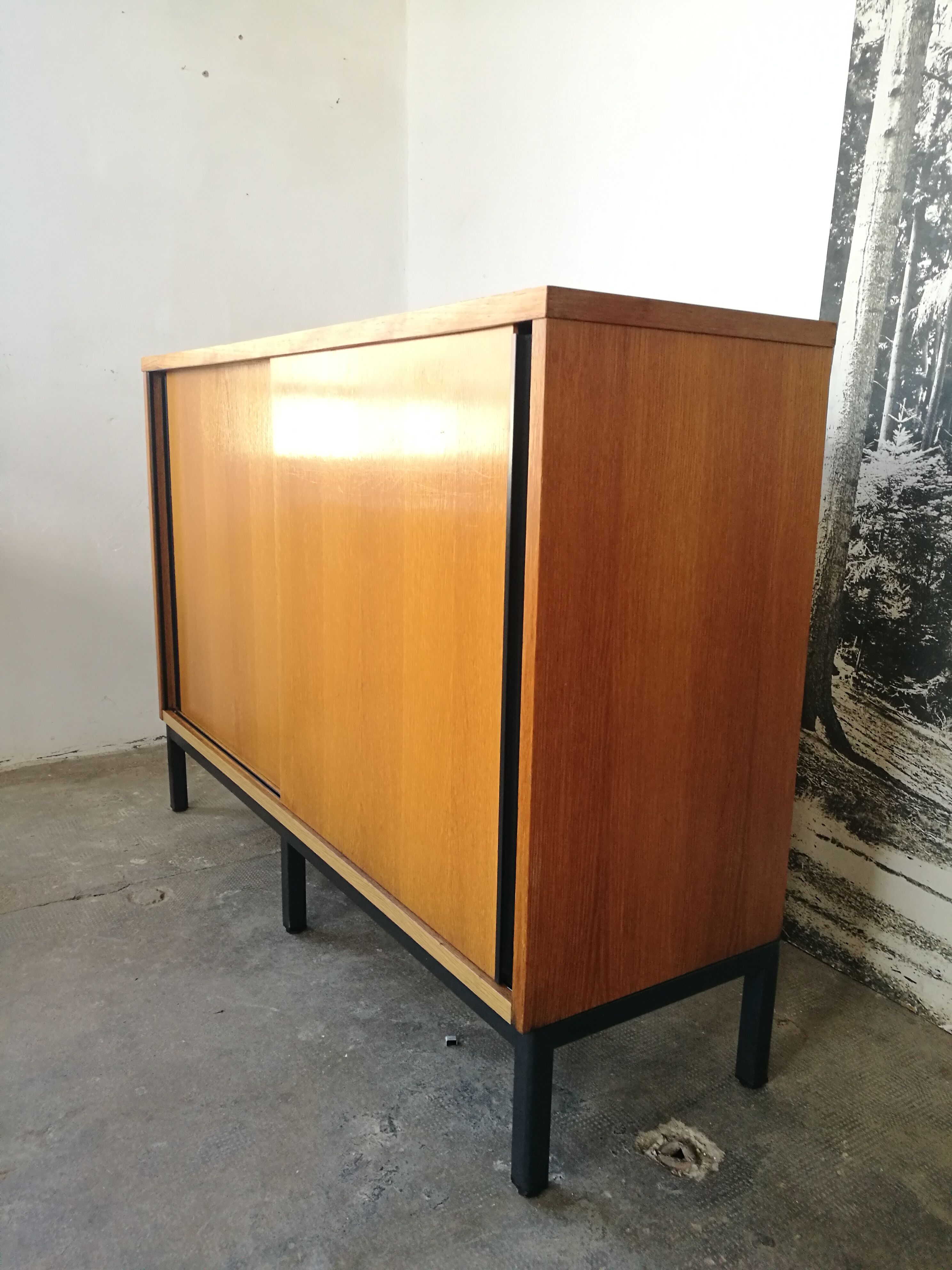 Vintage top sideboard from the 80s, sliding doors