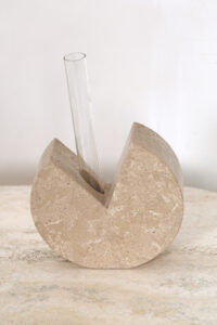Fratelli Manelli style Travertine and glass test tube vase