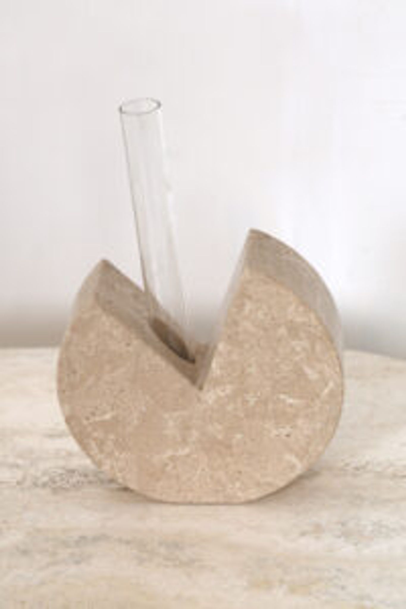 Fratelli Manelli style Travertine and glass test tube vase