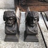 Stylish fireplace set with plate and andirons