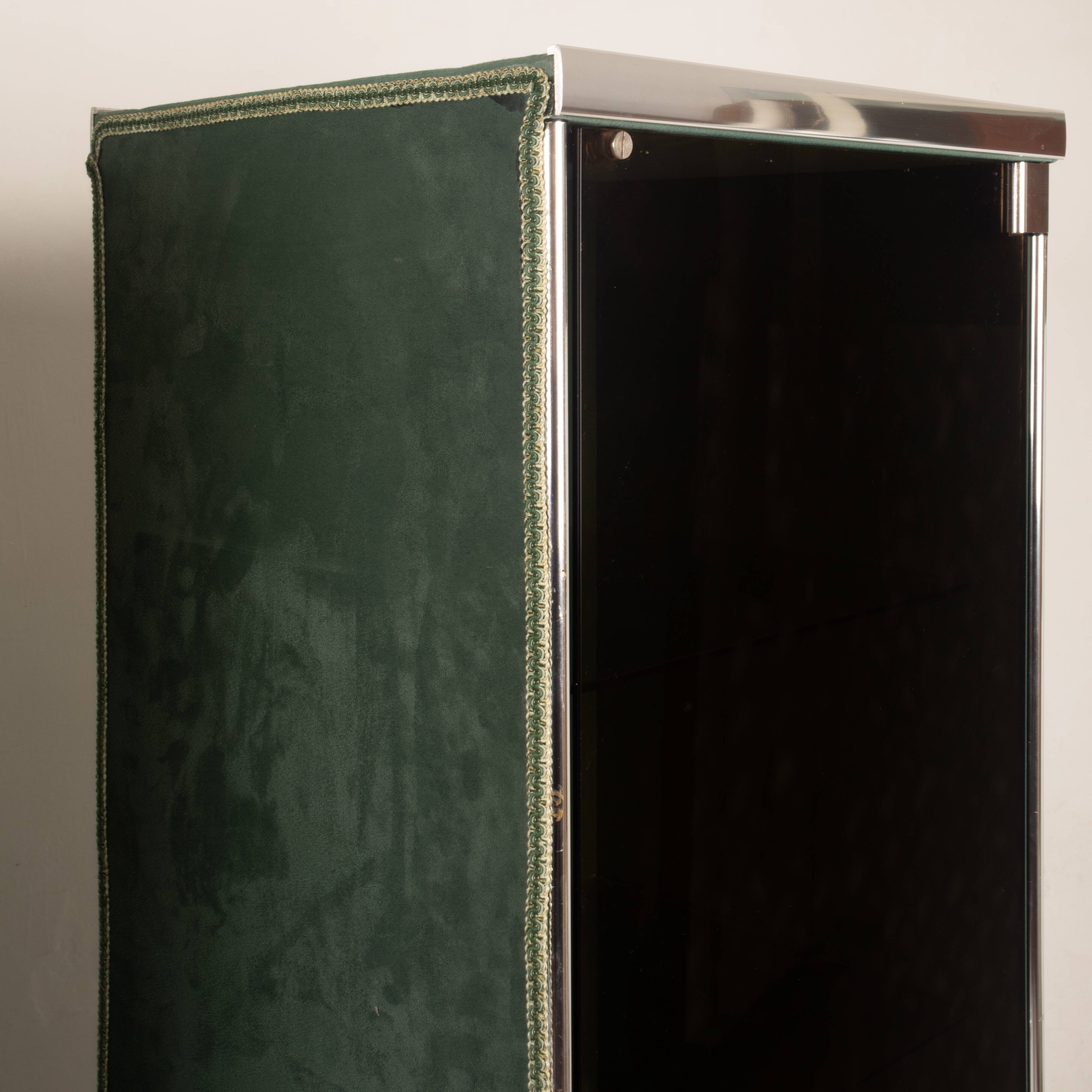 Guido Falsechini Hermès Smoked Glass and Suede Cabinets for i4 Mariani 1970