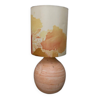 Terracotta lamp 1970 by Marie in Chevagny, original lampshade