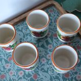5 vintage painted apple coffee cups