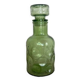 Thick green glass bottle carafe