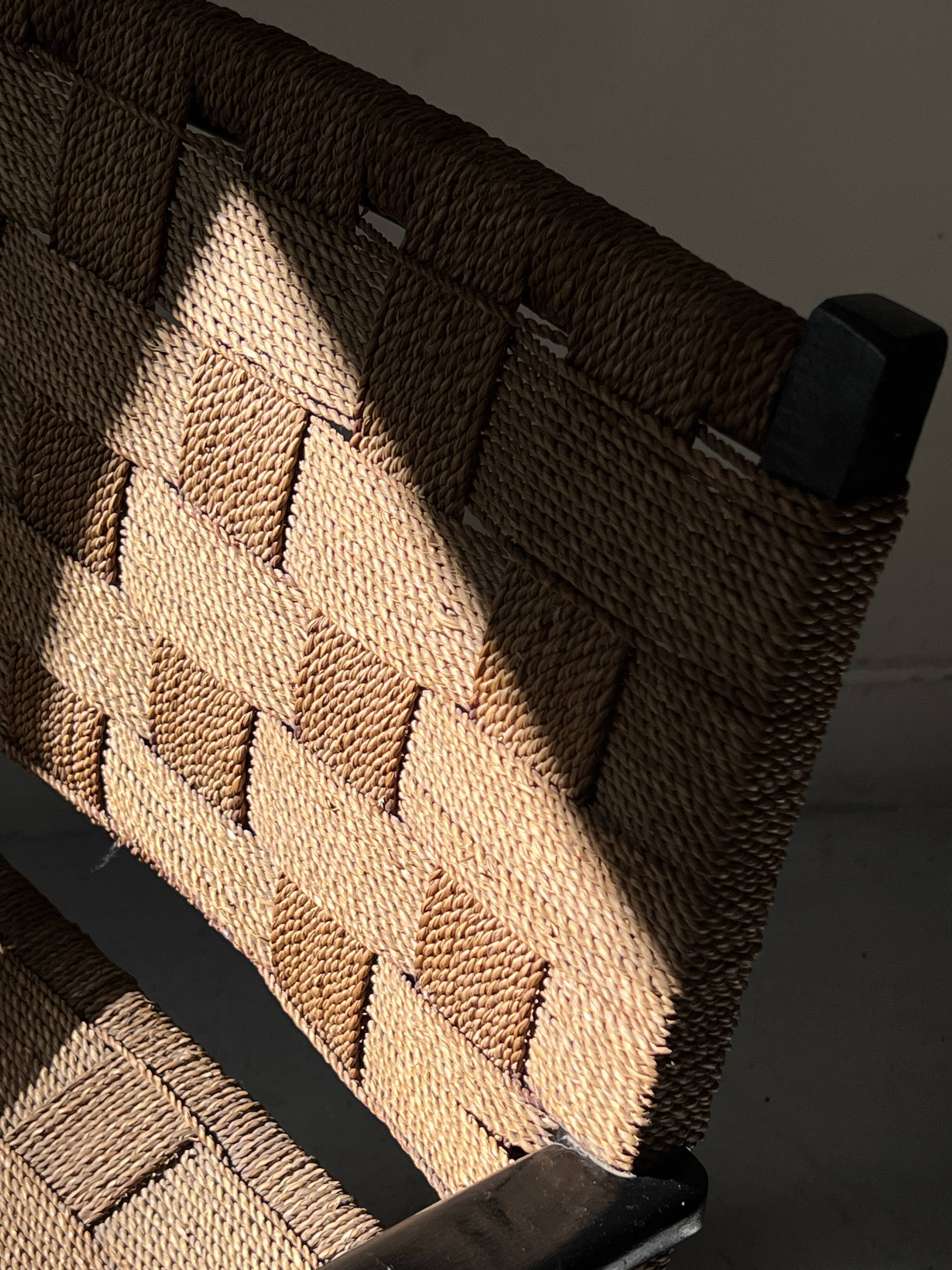 Scandinavian armchair in wood and woven cord by Axel Larsson, Sweden 1950.