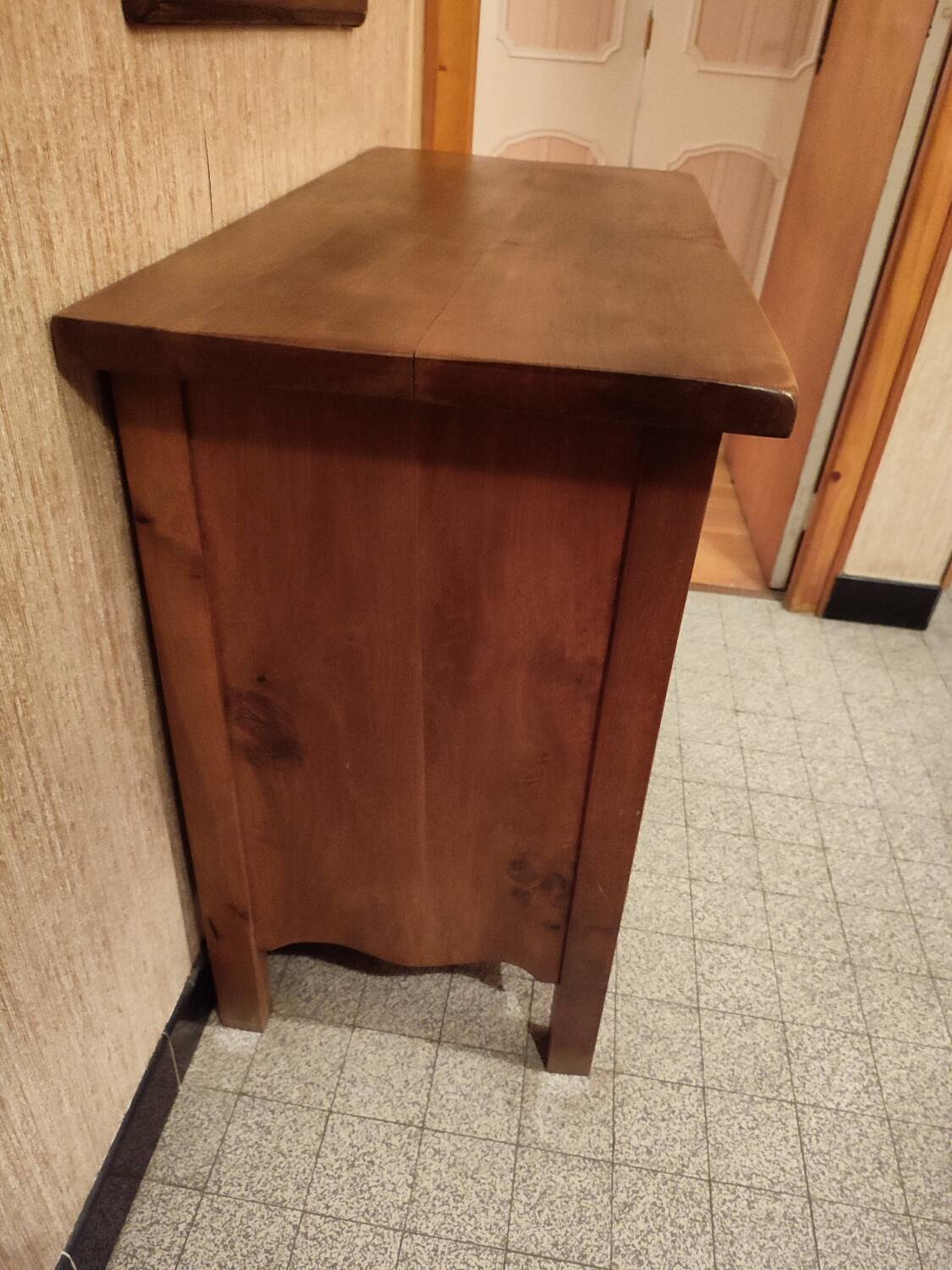 Small solid walnut pedestal sideboard