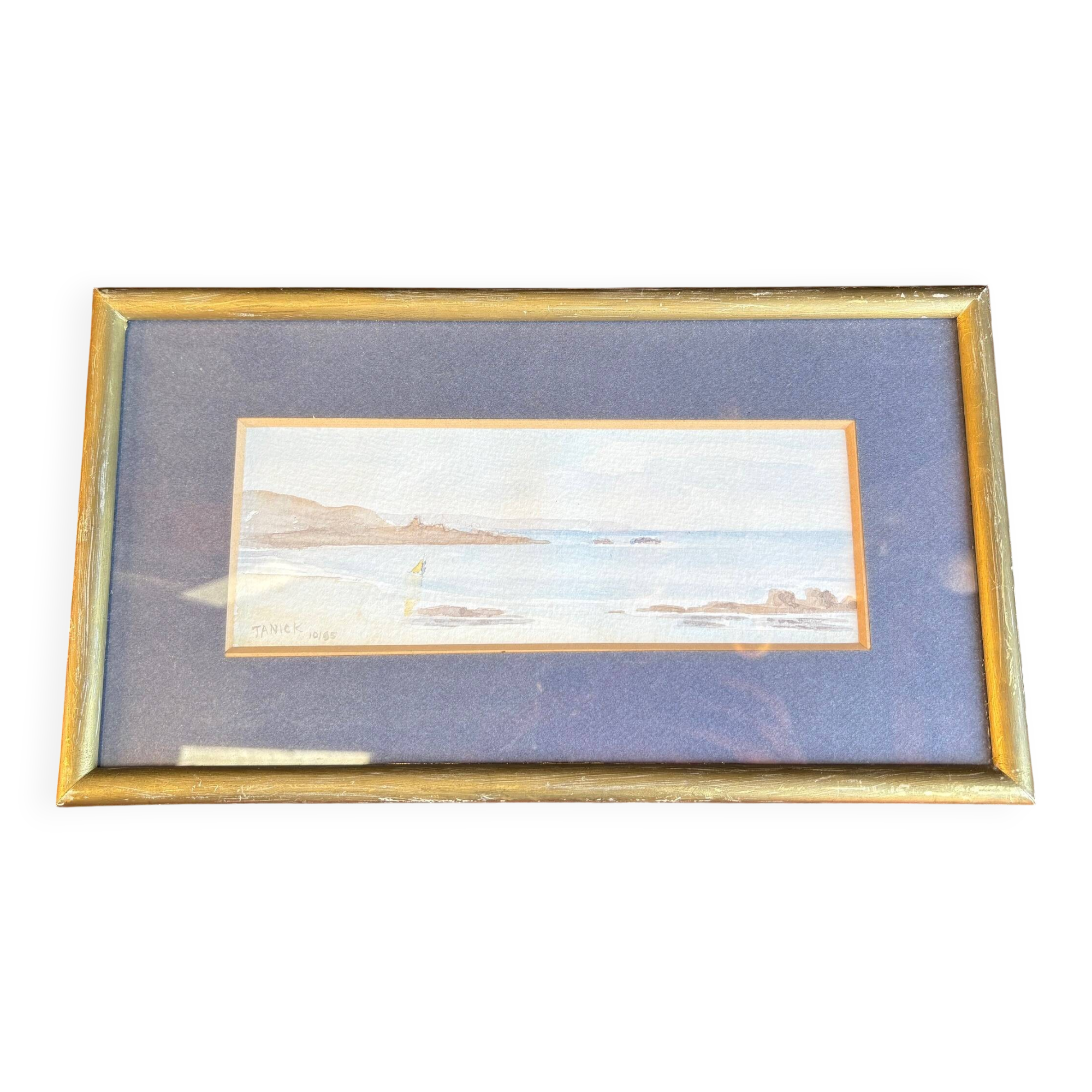 Watercolor signed Janick Laguitton – numbered 10/95 – Seascape