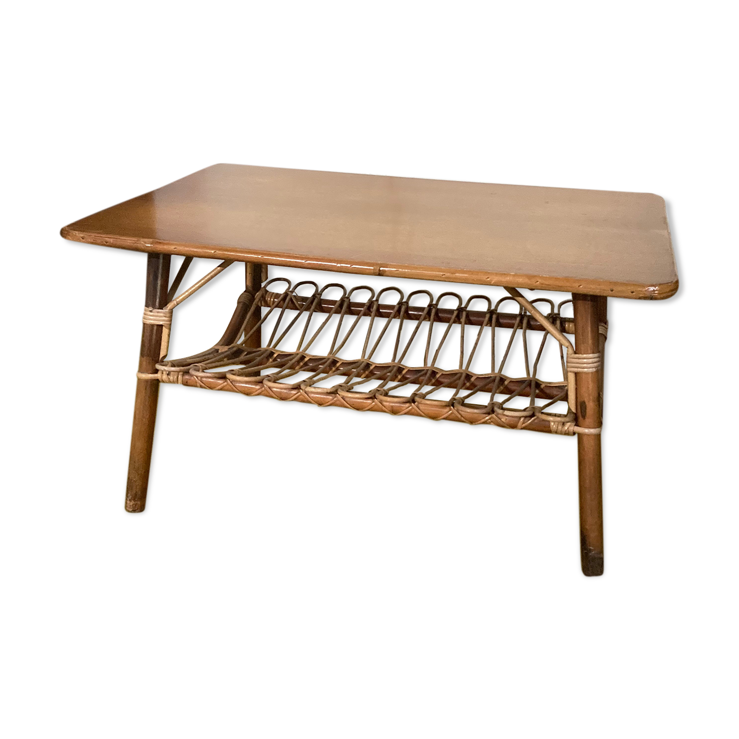 Rattan living room table with review door from the 70