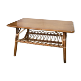 Table de salon rotin avec porte revue des années 70