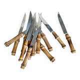 Set of 12 knives with bamboo handle