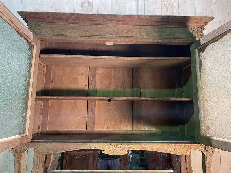 Two-body sideboard in solid oak, Art Nouveau period