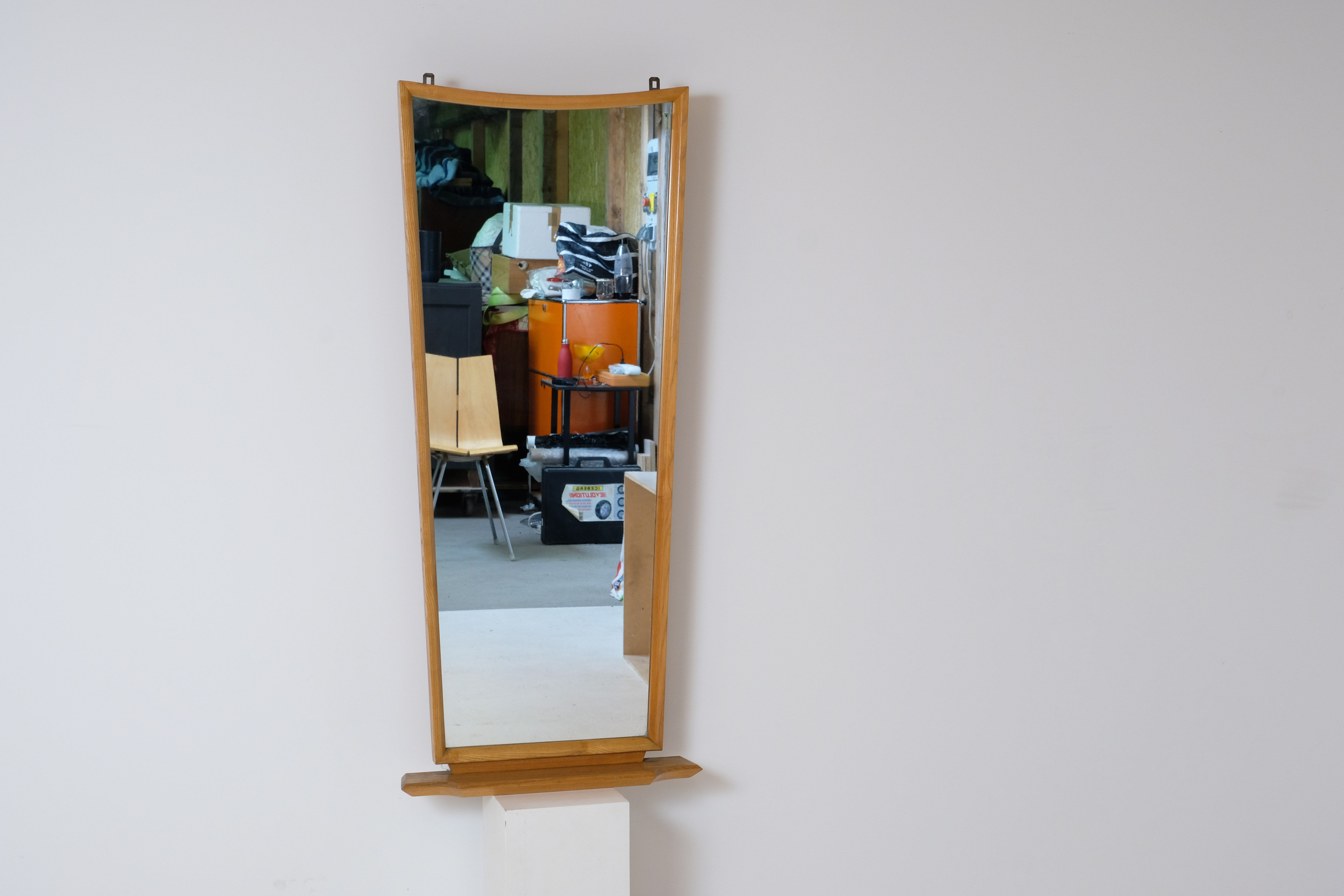 Solid oak mirror 1960s 50x114cm