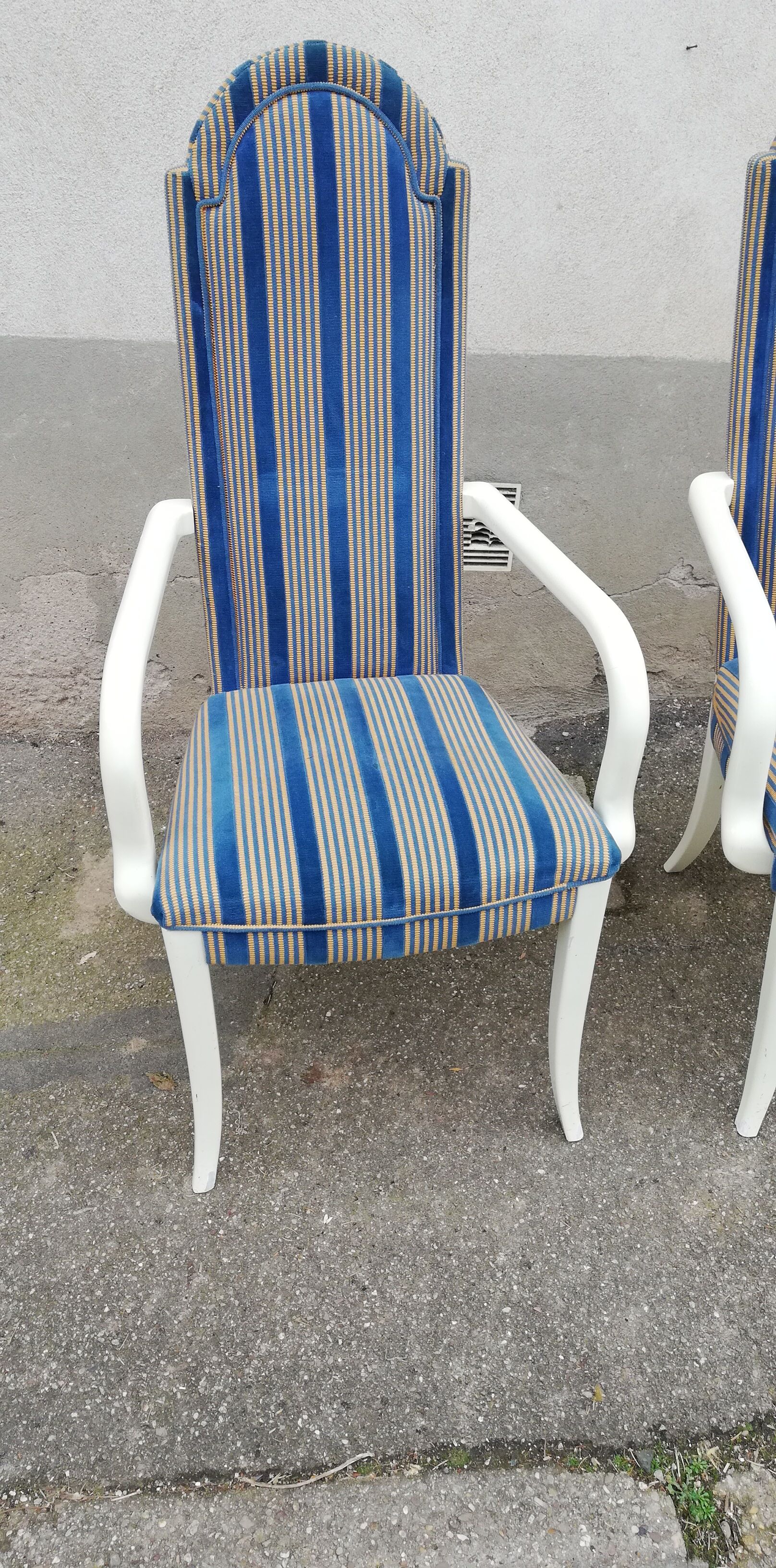 Pair of vintage armchairs blue fabric