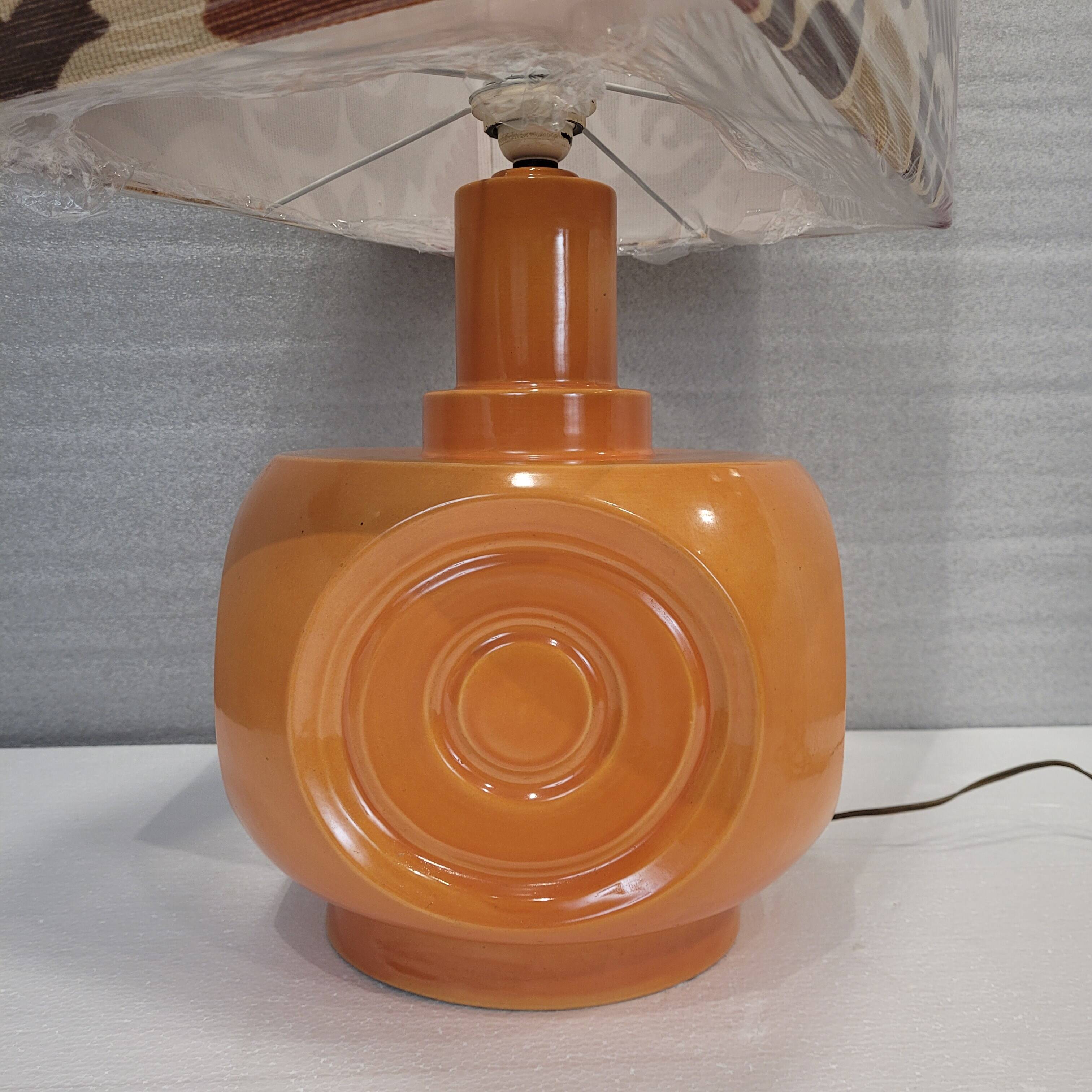 Orange ceramic lamp, 60's – Germany