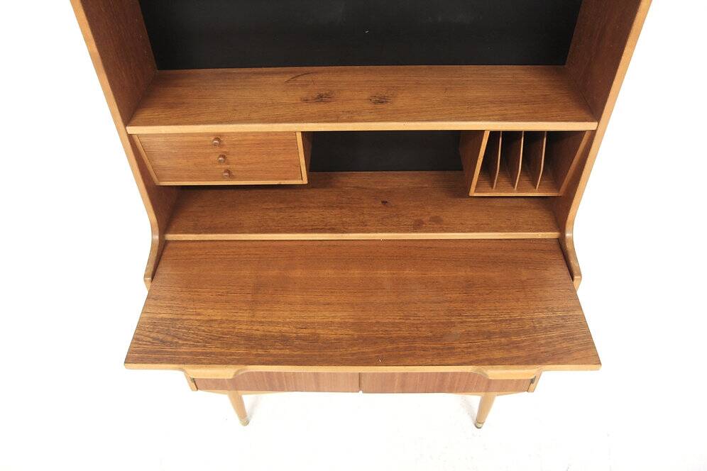 Secrétaire scandinave en teck, Hugo Troeds, Bjärnum, Suède, 1950