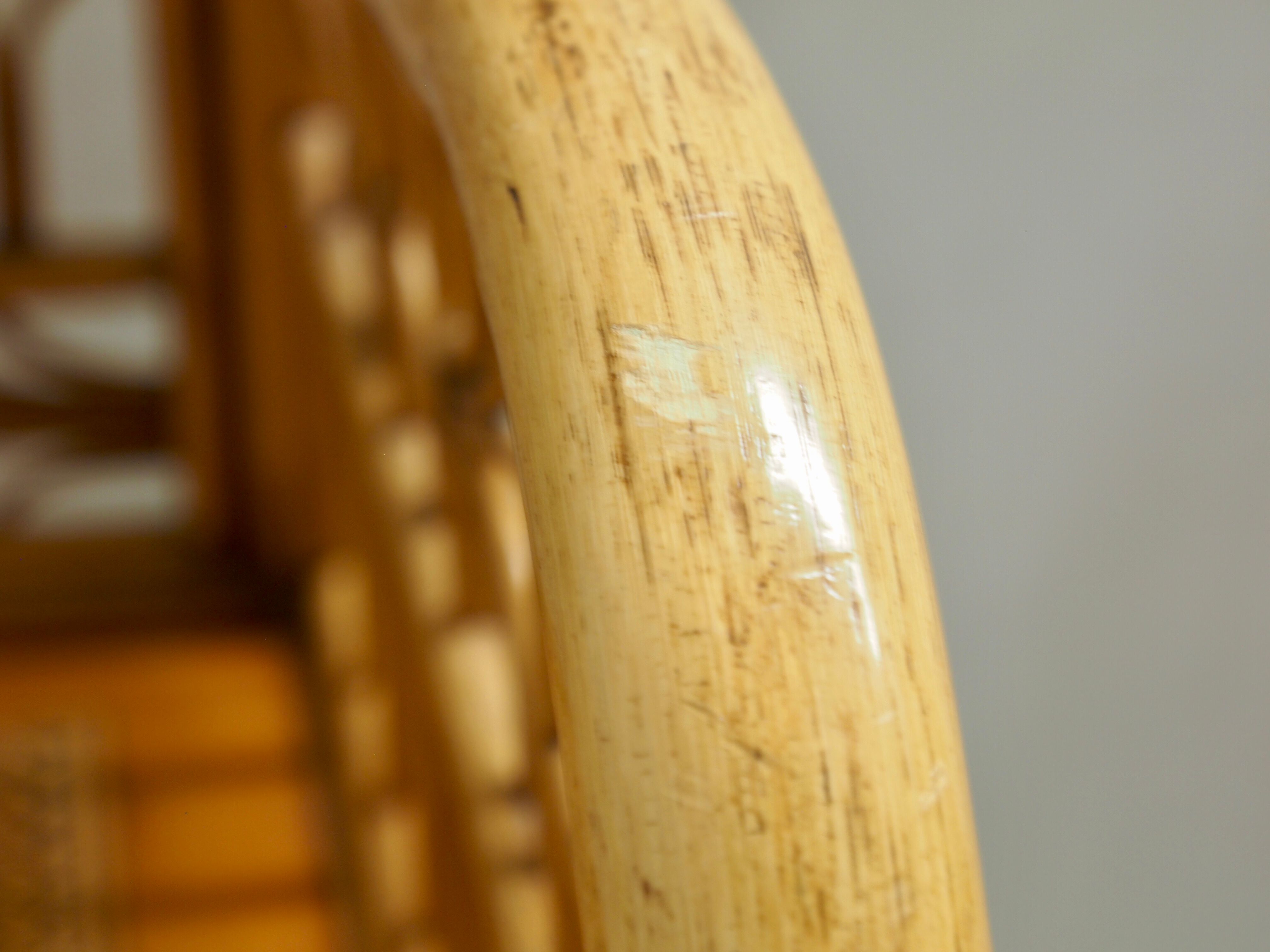 Set of 4 vintage oriental rattan chairs