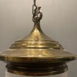 Vintage Glass Light Pendant in Bronze, 1960s