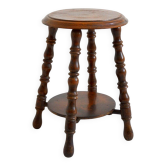 Brutalist stool / stool / Vintage turned wood