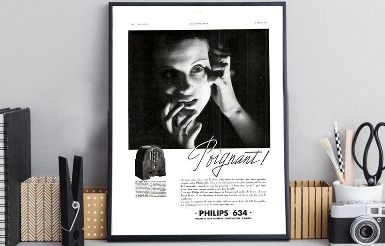 Vintage poster 30s Radio TSF Philips