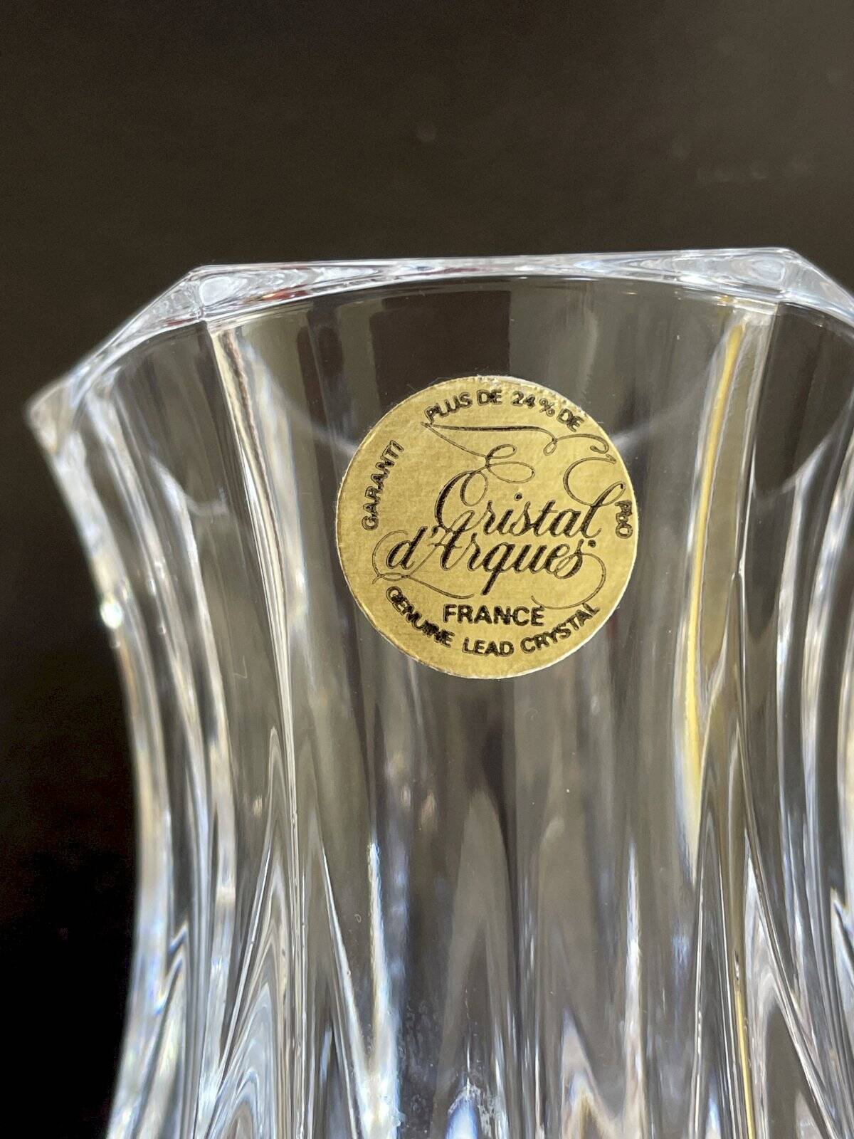 2 Violette Cristal d’Arques vases Height 8 cm and their original box