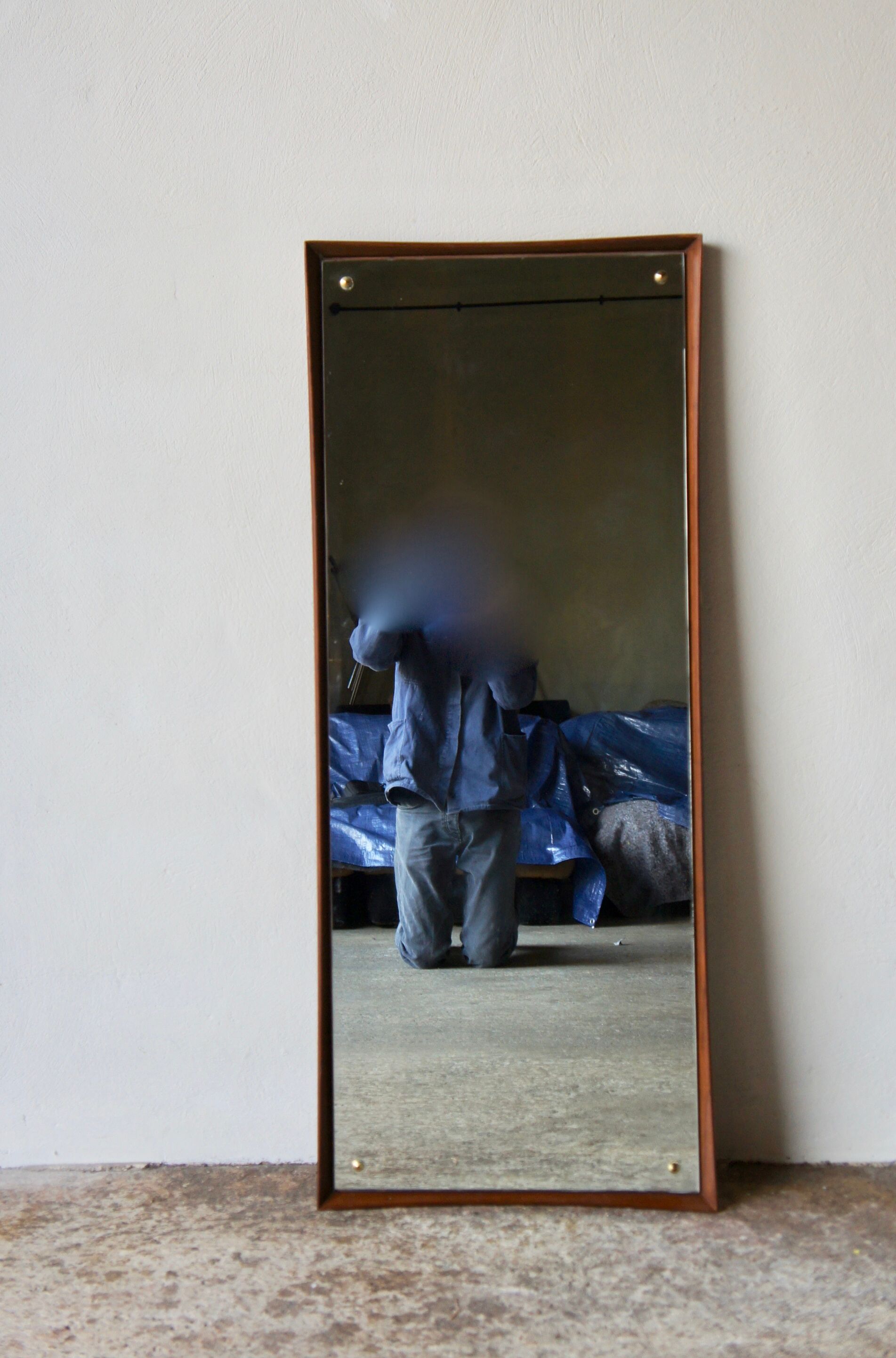 Large 1960's teak mirror 129x53cm
