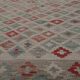 Geometric Kilim Rug Grey, Afghan Wool Carpet Handmade, Neutral Rustic Home