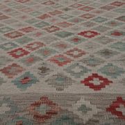 Geometric Kilim Rug Grey, Afghan Wool Carpet Handmade, Neutral Rustic Home