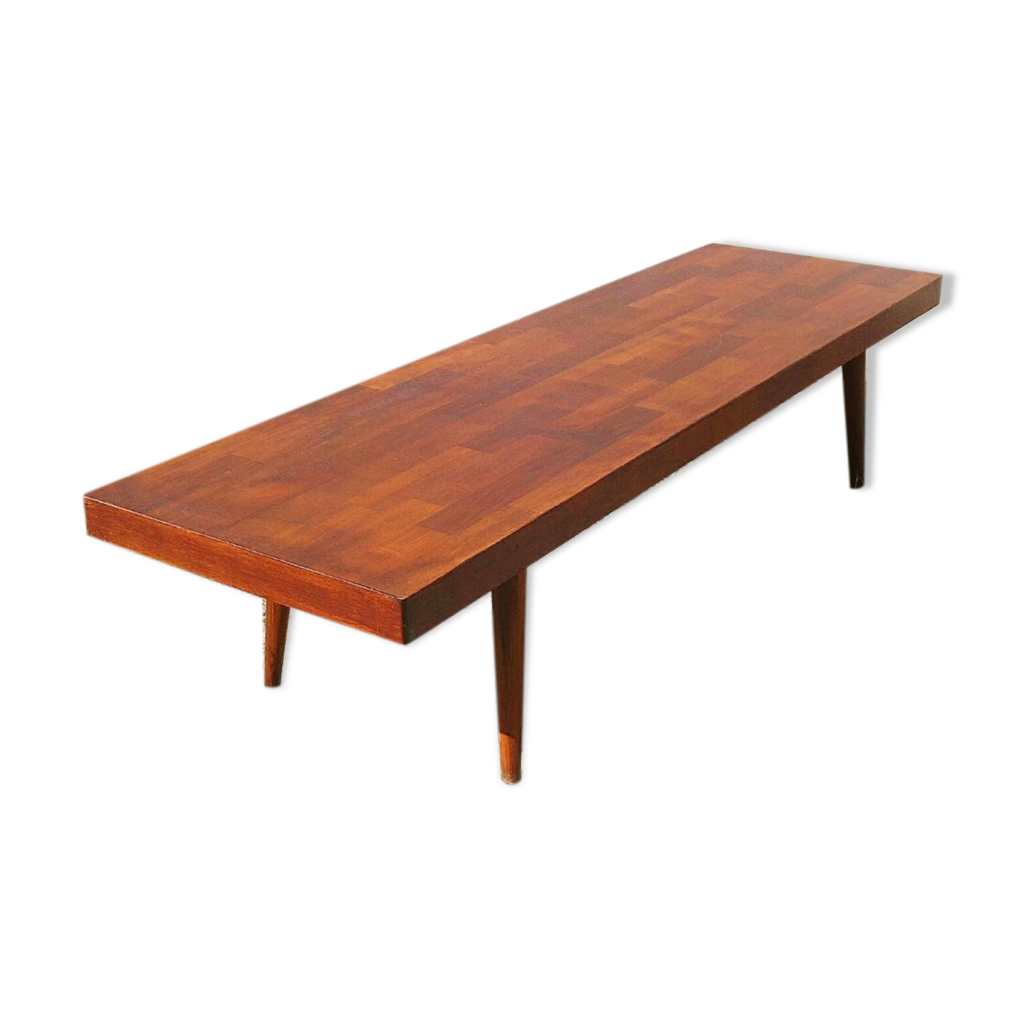 Coffee table in exotic wood vintage tapered foot
