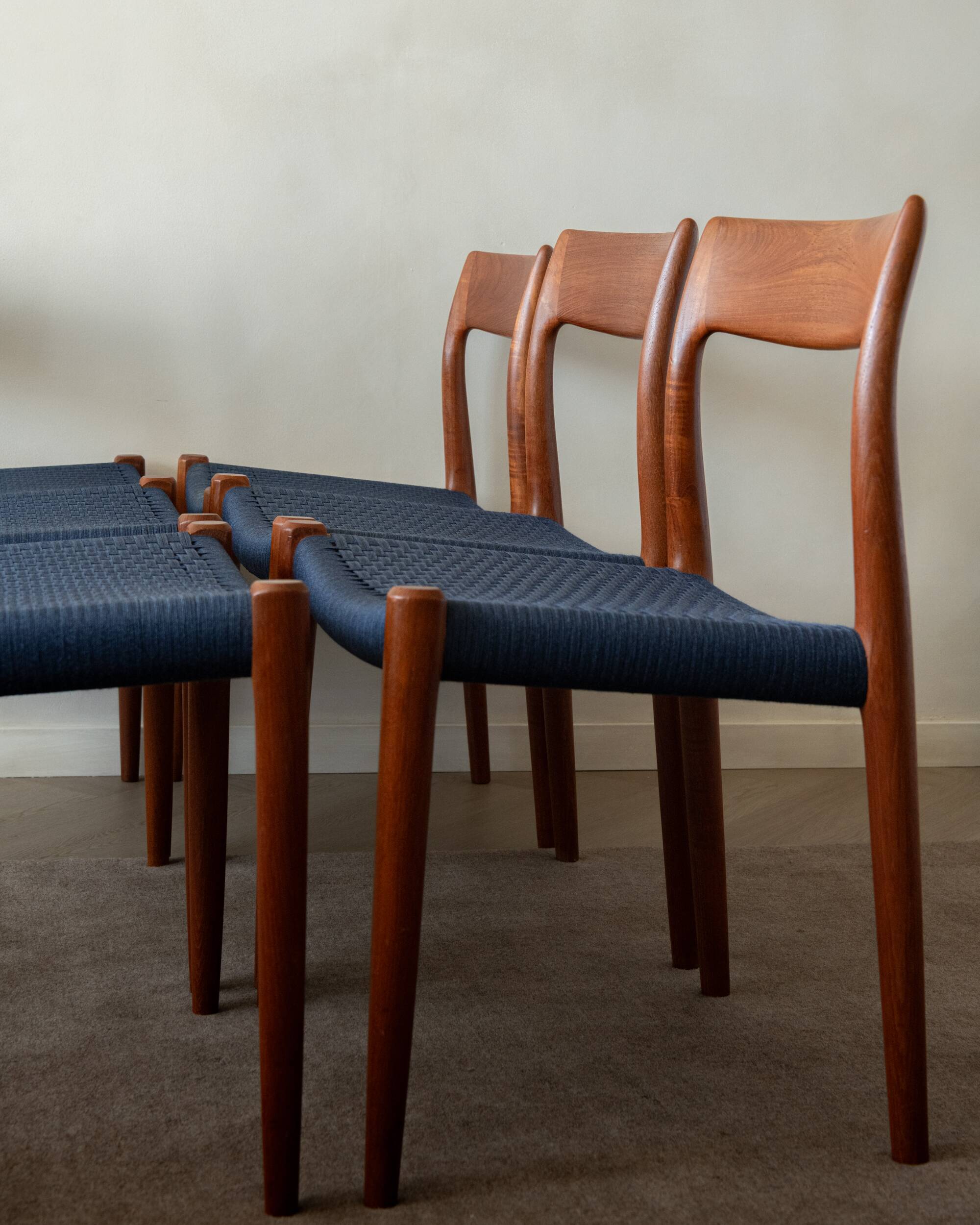 Danish Modern Teak Dining Chairs Model 77 Niels Otto Møller 1960s, Set of 6