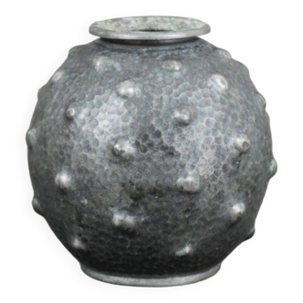 Pewter ball vase rene delavan, vintage 1920s, art deco decoration