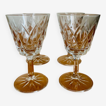 Lot de 4 verres Arlequin en verre de cristal de Reims 1950