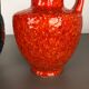 Set of 2 Multi-Color Fat Lava Op Art Pottery Vase Made Bay Ceramics, Germany