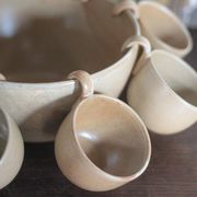 Service stoneware Village France salad bowl and its 8 cups, sangria service or