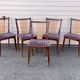 Set of 5 Scandinavian chairs in wood and checked fabric.