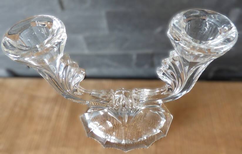 Chic two-armed candlestick chandelier in crystal glass / Excellent condition