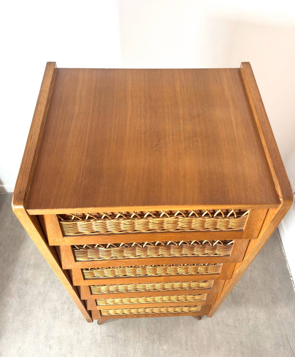 Vintage rattan chest of drawers