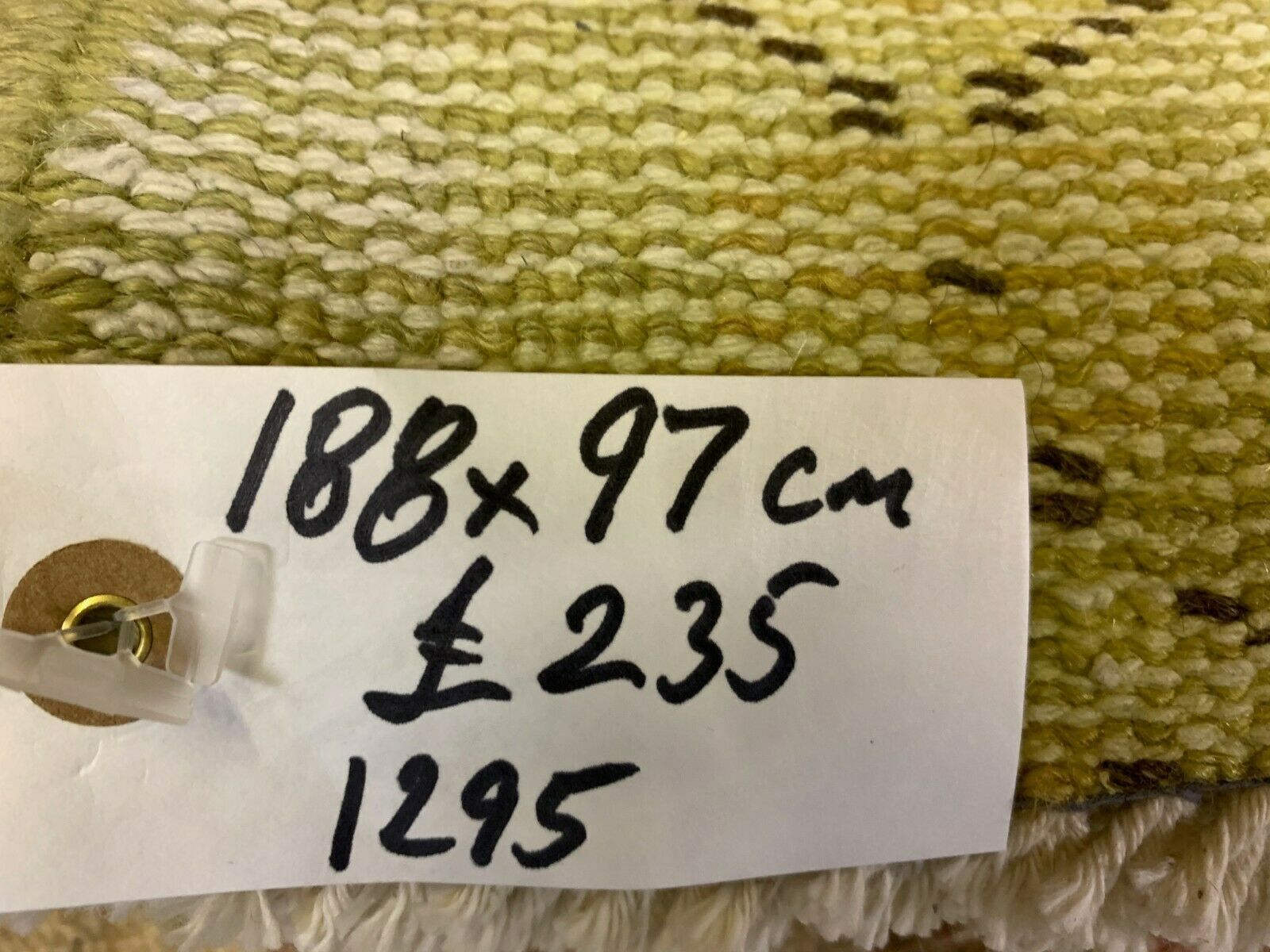 Distressed Turkish Runner 190x82 cm wool Vintage rug, Overdyed Yellow, Black