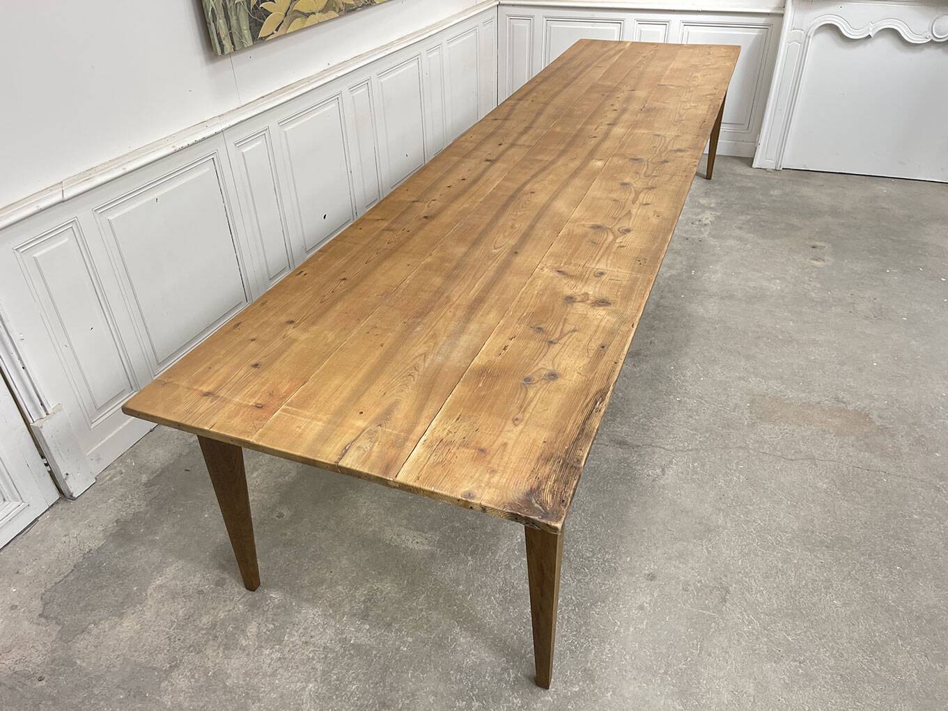 Large oak and fir table with honey patina