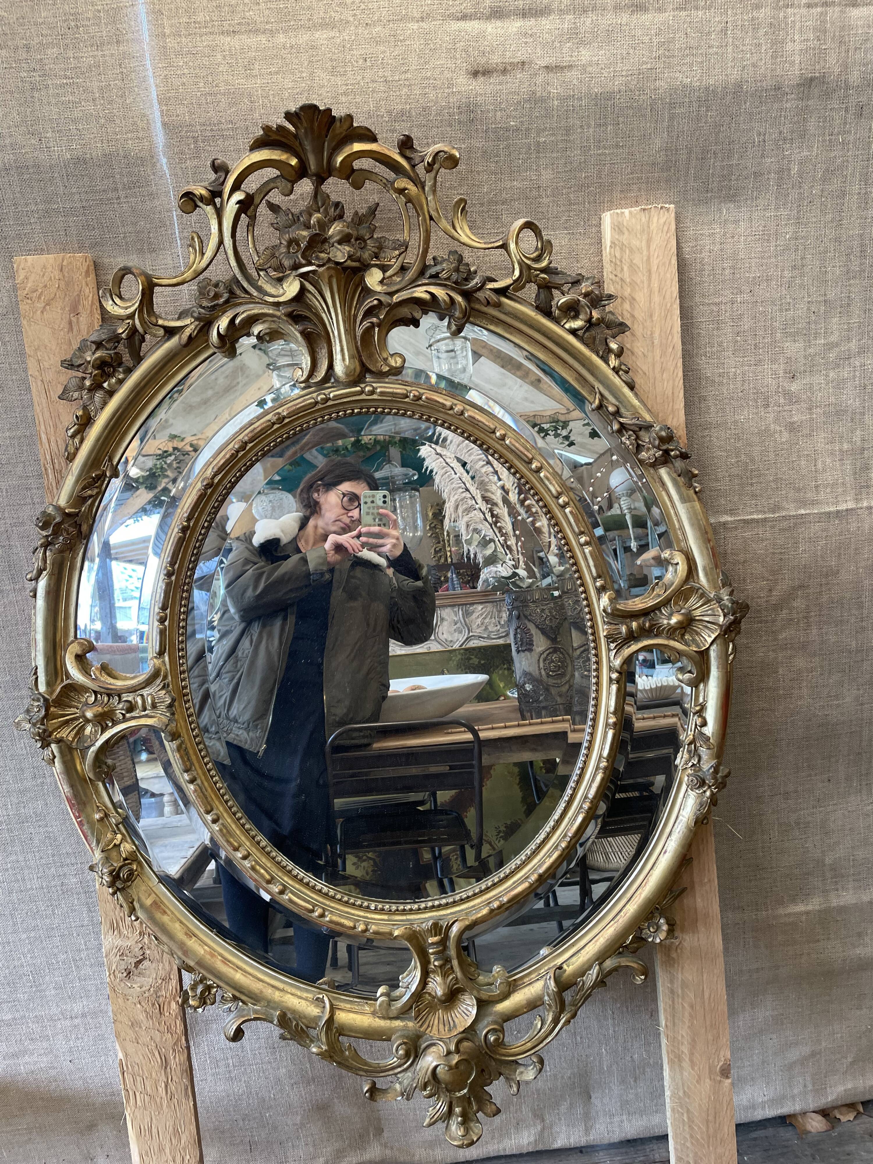 Oval mirror in the Napoleon III style