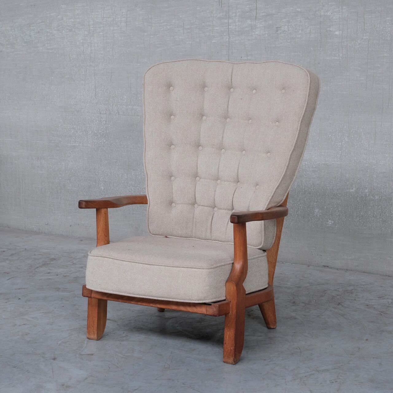 Guillerme et Chambron Mid-Century Oak Grand Repos Armchair