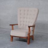 Guillerme et Chambron Mid-Century Oak Grand Repos Armchair