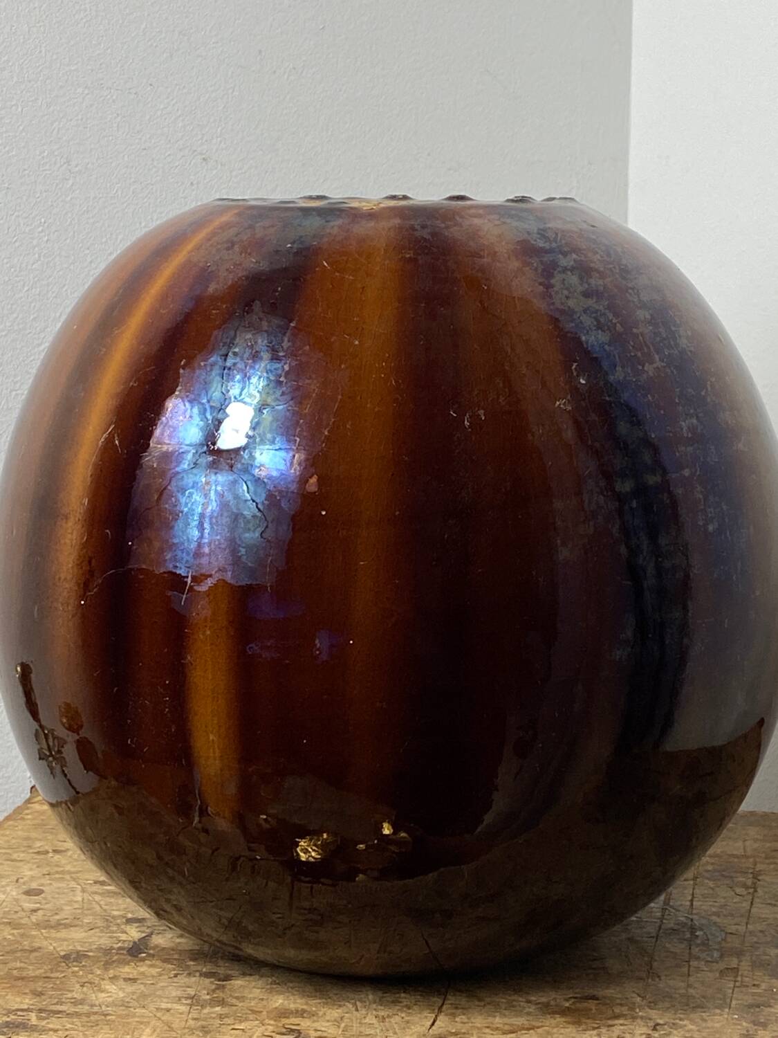 Art Deco Terracotta Spherical Vase by Albert Hellies