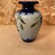 Ancien vase soliflore betschdorf schmitter grès bleu décor fleurs vintage #b647