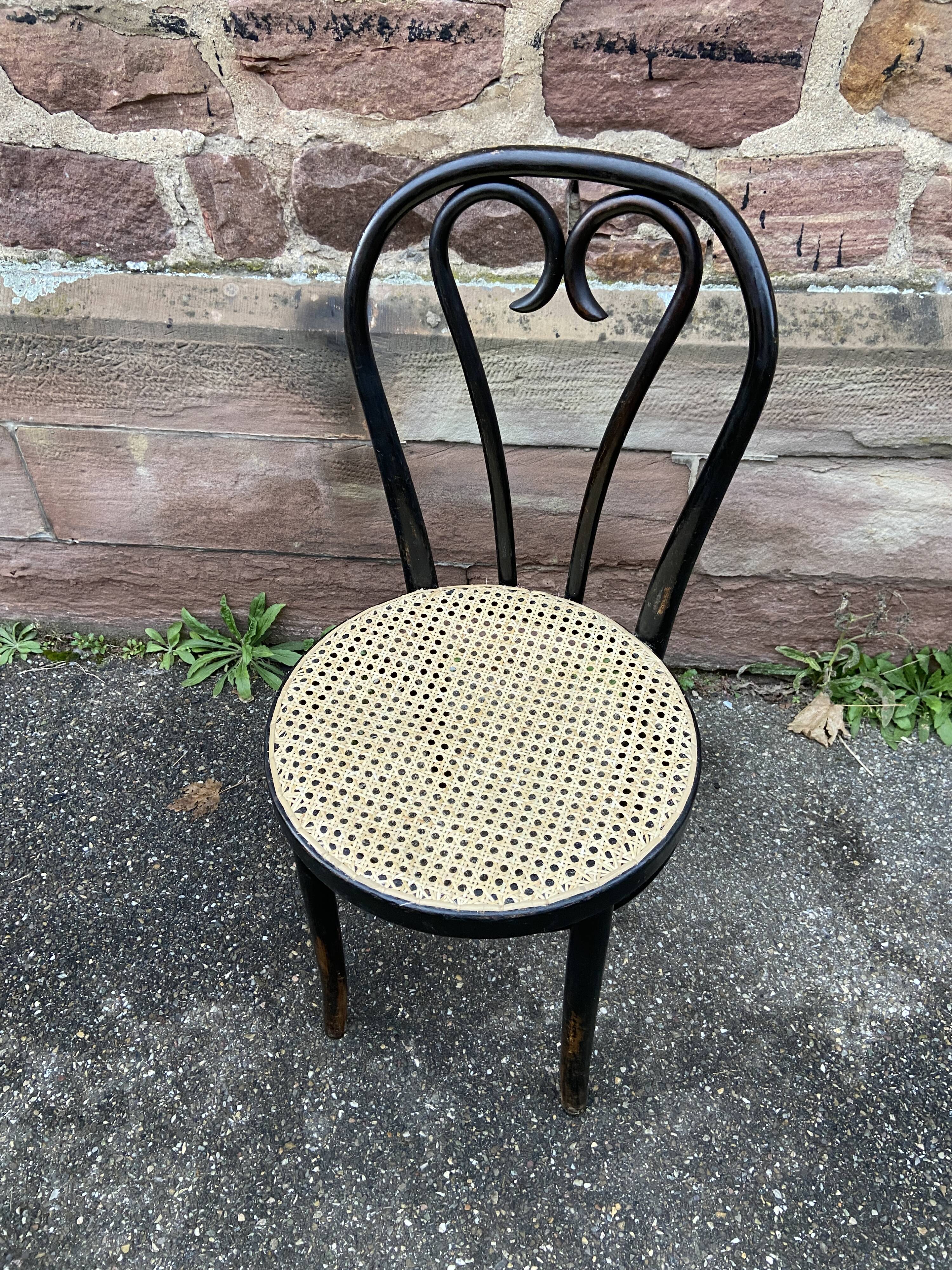 4 Thonet style bistro chairs in blackened curved wood